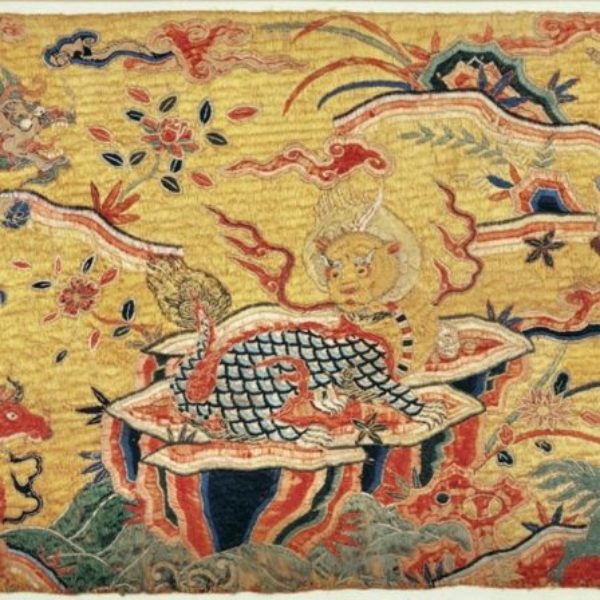 A Yellow Silk Embroidered Panel